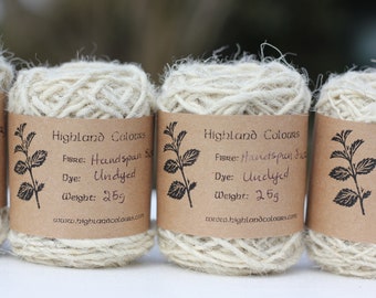 Handspun Swaledale British grown, undyed natural heathered grey - ivory, tapestry or rug weaving yarn, 25g pull-balls
