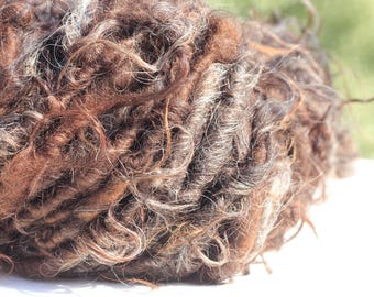 25g Handspun Hebridean lock yarn, rustic brown /grey, apx. 4m (5yd) per 25g (#41)