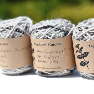 Handspun Jacob's tapestry or rug yarn, carded from raw fleece, natural cream ivory & browns singles, navajo picture weaving, 25g pull-balls