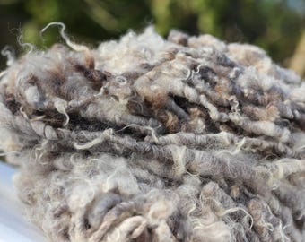 25g Handspun Icelandic x Shetland lock yarn, fawn & grey sunbleaching, super soft bulky textured rustic yarn, apx. 5yd (4.5m) per 25g