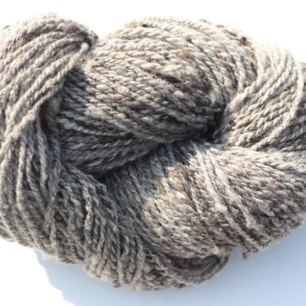 Handspun Shetland smoke greys, undyed natural raw spun fleece British grown, 2 ply super soft springy yarn natural undyed, 25g / apx. 20 yds