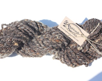 Handspun Blue Texel raw 1st clip wool greys & browns uncarded natural undyed chunky robust yarn, knit / nalbinding, apx. 50yds - 50grams