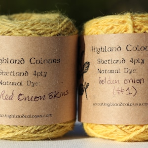 Shetland yarn, plant dyed, 4ply sock fingering jumper weight, spun in SCOTLAND, soft wool (NOT superwash), 2 shades 25g or 50g pull balls