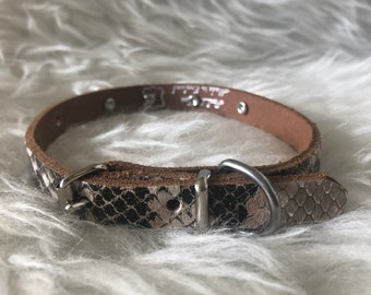 Genuine Leather Soft Collar, with snakeskin design