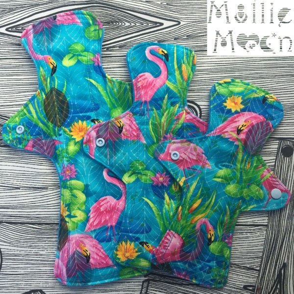 13" Flamingos Super Heavy PostPartum Night Time Cloth Sanitary Pad Period Menstrual Reusable Zorb CSP RUMPS AMPS