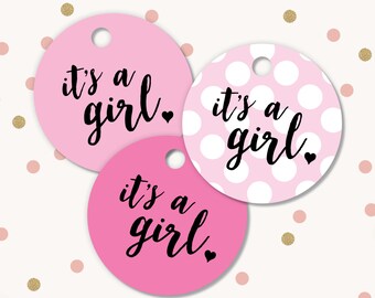 It's a Girl Baby Shower Favor Tags | Nail Polish Favor Tags