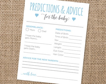 Predictions & Advice for the Baby Cards | Baby Shower