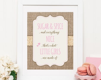 Sugar, Spice & Everything Nice, That's What Little Girls Are Made Of Sign | Baby Shower | Birthday | Room Decor
