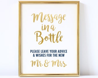Message In a Bottle Game Sign | Bridal Shower | Bachelorette Party | Wedding | Guestbook