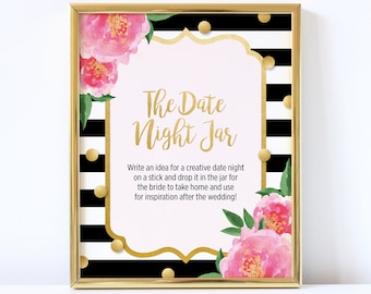 Date Night Jar Game Sign | Bridal Shower | Bachelorette Party
