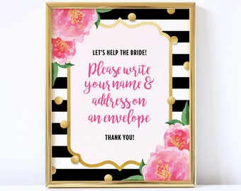 Please Write Your Name on an Envelope Sign | Bridal Shower | Bachelorette Party