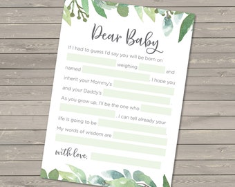 Dear Baby Game Cards | Baby Shower