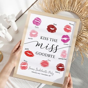 Kiss the Miss Goodbye Plantilla imprimible / Editable - Descarga instantánea / Despedida de soltera / Despedida de soltera