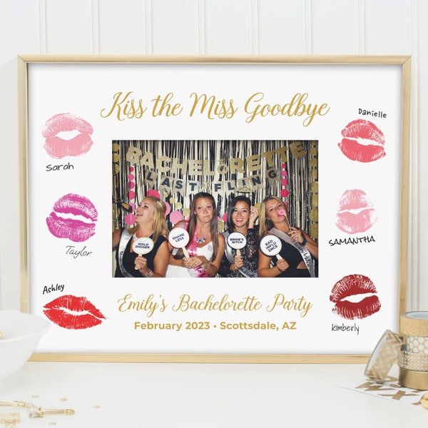 Kiss the Miss Goodbye Printable Template | Editable - Instant Download | Bachelorette Party | Bridal Shower