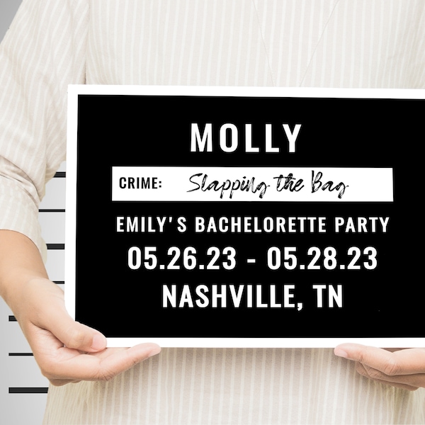 Mugshot Photo Template | Editable & Printable - Instant Download | Bachelorette Party Photo Prop