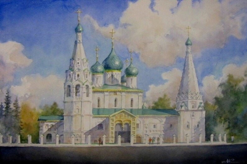 Рисунки города ярославля. Церковь Ильи пророка Ярославль акварель. Церковь Ильи пророка в Ярославле живопись. Церковь Ильи пророка Ярославль глазами художников. Церковь Ильи пророка Ярославль картина