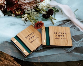 Wedding Vow Books, Vow Booklet, His and Her Vow Books, Wedding Ceremony Books, Our Vows, Custom Wooden Vow Books | Single Book or Set of 2