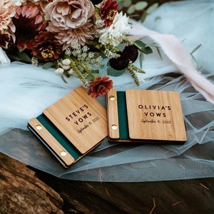 Libros de votos matrimoniales, folleto de votos, libros de votos para él y para ella, libros de ceremonias de boda, nuestros votos, libros de votos de madera personalizados / Libro individual o juego de 2