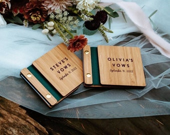 Wedding Vow Books, Vow Booklet, His and Her Vow Books, Wedding Ceremony Books, Our Vows, Custom Wooden Vow Books | Single Book or Set of 2