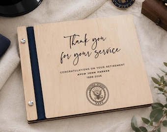 Military Retirement Memory Guest Book for Army, Navy, Air Force, Marines, Coast Guard Servicemember