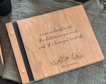 Personalized Teacher Retirement Memory Book, Teacher Appreciation Keepsake