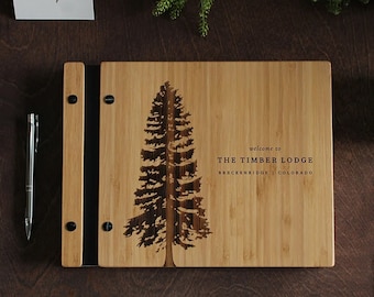 Airbnb Guest Book Pine Tree Guestbook Cabin Lodge Welcome Book
