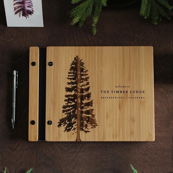 Airbnb Guest Book Pine Tree Guestbook Cabin Lodge Welcome Book