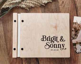 Boho Beach Wedding Guest Book, Wooden Guest Book, Unique Wedding Photo Booth Guest Book