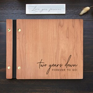 Álbum de segundo aniversario, diario de aniversario de bodas, álbum de bambú, álbum de recortes personalizado, ideas de aniversario de bodas de madera, libro de aniversario