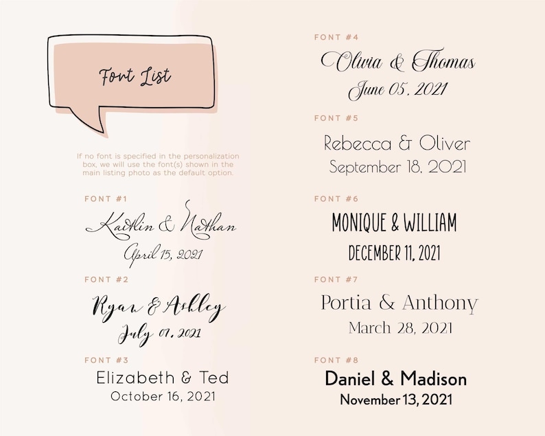 Several different font options are available to choose from to engrave your cover with custom text.