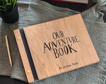 Our Adventure Scrapbook: Custom Wooden Photo Album - Travel Memories