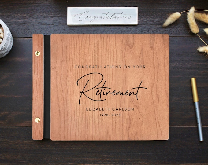 Retirement Memory Book, Personalized Retirement Gift for Him or Her, Congratulations on Your Retirement Album