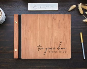 2nd Anniversary Album, Wedding Anniversary Journal, Bamboo Album, Personalized Scrapbook, Wood Wedding Anniversary Ideas, Anniversary Book