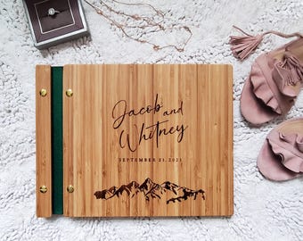 Mountain Wedding Guest Book for Rustic Adventure Lodge Weddings