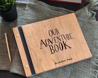 Our Adventure Scrapbook: Custom Wooden Photo Album - Travel Memories