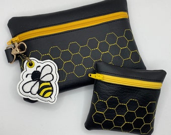 Beeutiful honeycomb zippered pouch and matching coin purse