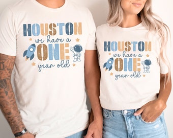 Houston One Year Old Shirt: Matching Family Outer Space Birthday