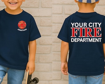 Personalized Firetruck Birthday Shirt, Firefighter Tee, Sound The Alarm Toddler Shirt, Boys Fireman Birthday, Youth Fire Dept Shirt
