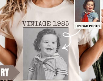 Personalized Vintage Photo And Year Shirt, Custom Photo Birthday Shirt, Vintage 30th Birthday Shirt, 30th Birthday Gift, 40th Birthday Gift