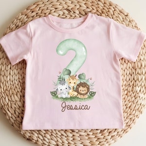 Safari T-Shirt Birthday Shirt Personalized Birthday Child Boy Girl Jungle Animals Safari Giraffe Zebra Lion Wild One Boy Birthday Girl