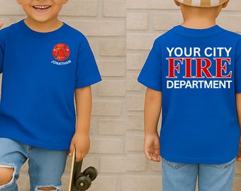 Personalized Firetruck Birthday Shirt, Firefighter Tee, Sound The Alarm Toddler Shirt, Boys Fireman Birthday, Youth Fire Dept Shirt