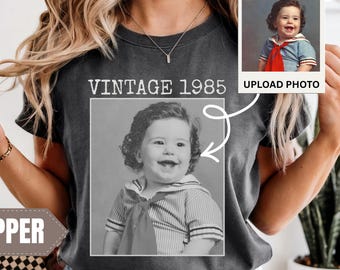 Personalized Vintage Photo And Year Shirt, Custom Photo Birthday Shirt, Vintage 30th Birthday Shirt, 30th Birthday Gift, 40th Birthday Gift