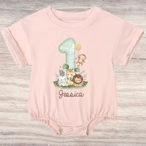 T-Shirt Birthday Shirt Personalized Birthday Child Boy Girl Jungle Animals Safari Giraffe Zebra Lion Wild One Boy Birthday Girl Birthday 1st