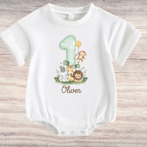 Safari T-Shirt Birthday Shirt Personalized Birthday Child Boy Girl Jungle Animals Safari Giraffe Zebra Lion Wild One Boy Birthday Bubble