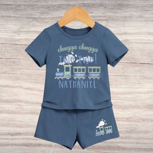 Train Birthday Chugga Chugga Two Two Birthday Shirt, Choo Choo I&#39;m 2 Birthday, 2nd Birthday Tee, Mommy and Me Shirts, Train Birthday Shirt