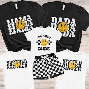 One Happy Dude Matching Birthday Shirts, 1st Birthday Shirt, Smiley Face Birthday Outfit, One Happy Dude Family Birthday Tees, Mommy and Me