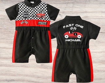 Two Fast Race Car Birthday Outfit: Personalized Racing Romper
