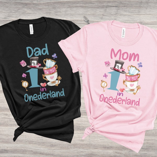 Alice in Wonderland Birthday Shirt Onederland Family Shirts Dad Mom Sister Brother Baby Matching Family Set Birthday Girl Shirt, Onederland