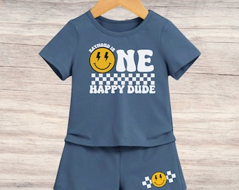 One Happy Dude Birthday Shirts, 1st Birthday, Smiley Face Matching Birthday Outfit, Mommy and Me, One Happy Daddy Mama Family Tees