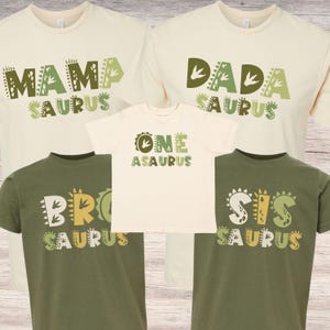 Matching Family Dinosaur Birthday Shirts: MamaSaurus, DadaSaurus, Kids Dino Tee